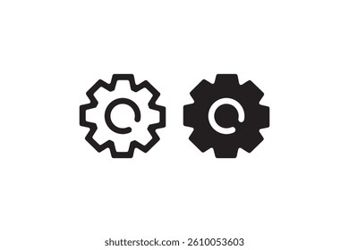 Gear setting icon in outline and solid style Vector