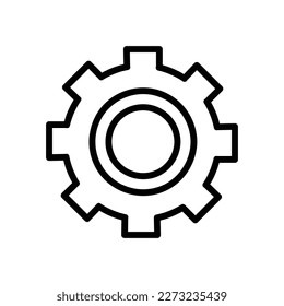 Gear or Setting icon, Outline style, isolated on white Background.
