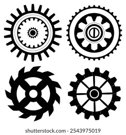 Gear Setting Icon Set - Cog Wheel and Gear Wheel Icons for Tools and Settings