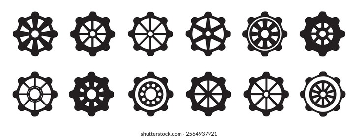 Gear setting icon set. Cog wheel icon. Gear wheel icons. Gear setting icon collection. Setting Icons Mega Bundle. Gear icon line, thin, vector, set, icons, design.