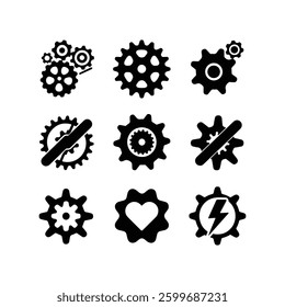 Gear setting icon set. Cog wheel icon. Gear wheel icon. Gear setting icon collection