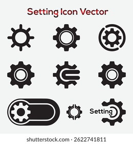 Gear setting icon set. Cog wheel icon silhouette set Design.