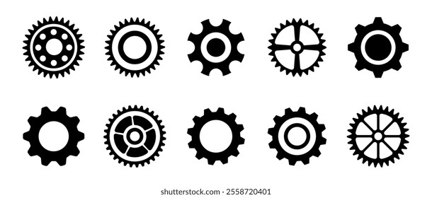 Gear setting icon set. Gear setting icon collection isloated on white background vector illustration.