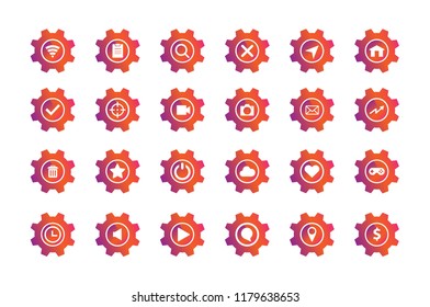 Gear setting icon set concept