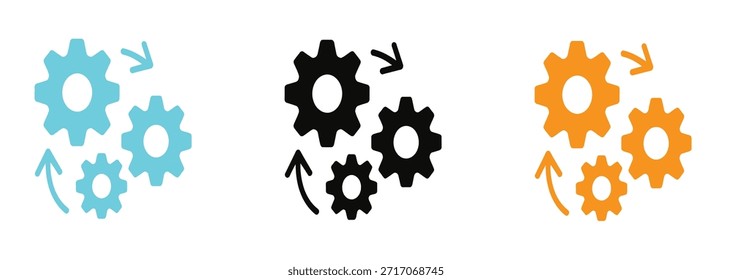 Conjunto de iconos de configuración de engranajes, que contiene rueda dentada, símbolo de rueda dentada, Ilustración vectorial.