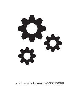 Gear setting icon. Triple cogwheel setup, great for mechanics, development, or automation.
