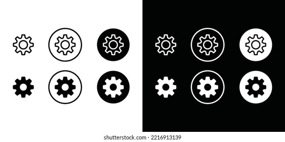 Gear setting icon vector. Simple gear sign silhouette. Machine gear or gear wheel symbol illustration