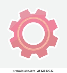 Gear, Setting Icon Vector Sticker. Vector sticker of a simple gear icon. Ideal for settings, mechanics, and systems