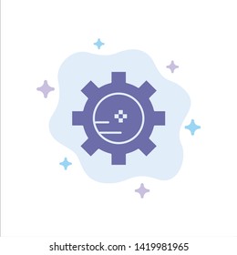 Gear, Setting Lab, Chemistry Blue Icon on Abstract Cloud Background