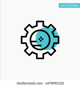 Gear, Setting Lab, Chemistry turquoise highlight circle point Vector icon. Vector Icon Template background