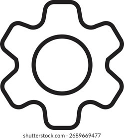 Ícone da linha de regulação da engrenagem. Símbolo de engenharia mecânica e ferramenta industrial, controle de processo de sistema e ilustração de vetor de máquina, silhueta de roda dentada de tecnologia isolada em fundo transparente.