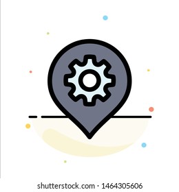 Gear, Setting, Location, Map Abstract Flat Color Icon Template. Vector Icon Template background