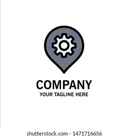 Gear, Setting, Location, Map Business Logo Template. Flat Color