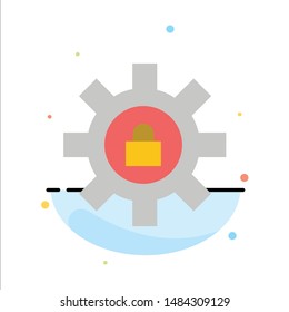 Gear, Setting, Lock, Support Abstract Flat Color Icon Template. Vector Icon Template background