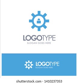 Gear, Setting, Lock, Support Blue Solid Logo with place for tagline
