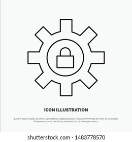 Gear, Setting, Lock, Support Line Icon Vector