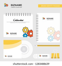 Gear setting  Logo, Calendar Template, CD Cover, Diary and USB Brand Stationary Package Design Vector Template