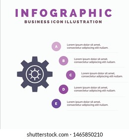 Gear, Setting, Motivation Solid Icon Infographics 5 Steps Presentation Background. Vector Icon Template background