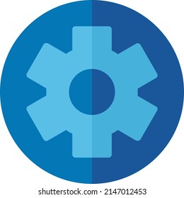 gear, setting, option, service icon or logo illustration vector graphic with blue, circle, flat style. Perfect use for ui, website, pattern, design, etc.