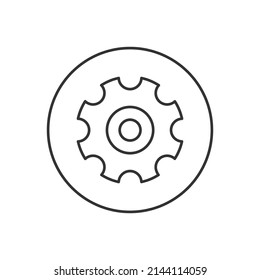 Gear Setting Related Line Vector icon. Symbol of Setting for Apps and Websites. Black Gear Mechanism and Cog Wheel on White Background. Progress or Construction Concept. Vector Illustration.