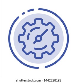 Gear, Setting, Timer Blue Dotted Line Line Icon