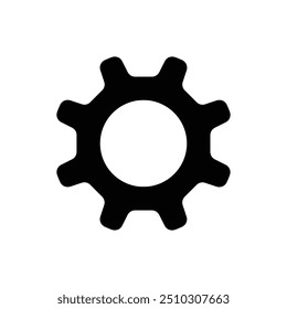 Gear setting vector icon. Isolated black gears mechanism and cog wheel on white background. Cogwheel icons UI vector.