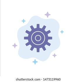 Gear, Setting, Wheel, Cogs Blue Icon on Abstract Cloud Background