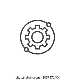 Gear, settings circular outline icon. linear style sign for mobile concept and web design. Gear Options simple line vector icon. Symbol, logo illustration. Pixel perfect vector graphics