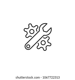 Gear, settings or cog vector icon on a white background.