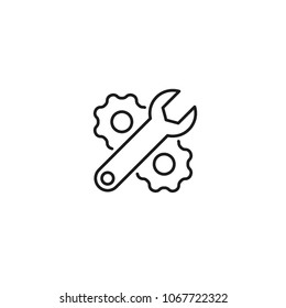 Gear, settings or cog vector icon on a white background.