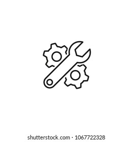 Gear, settings or cog vector icon on a white background.