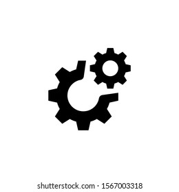 Gear settings icon in black flat design on white background, linear style sign for mobile concept and web design, Cogwheel, preferences outline vector icon, Symbol, logo illustration