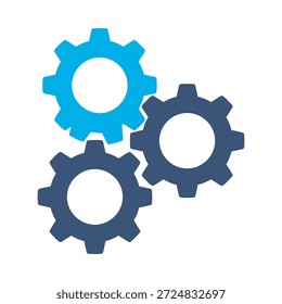 Icono de Configuraciones de engranajes Vector plano azul diseño rueda dentada mecánica mecánica de procesos industria máquina elemento gráfico signo