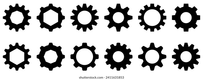 gear settings icon collection, simple vector isolated on white background. design for apps, web and ui