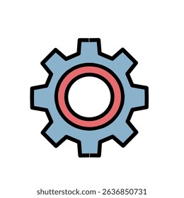 Gear or settings icon in flat style, representing configuration, system preferences, and mechanical tools