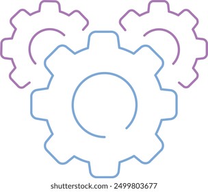 Gear settings icon with interlocking gears in line art style. Ideal for illustrating settings, configuration, and system management in tech and business.