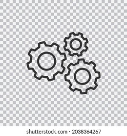 Gear settings icon isolated on transparent background. Vector illustration.