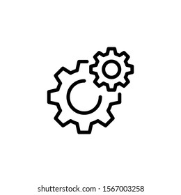 Gear Settings Icon In Line Art Style On White Background, Linear Style Sign For Mobile Concept And Web Design, Cogwheel, Preferences Outline Vector Icon, Symbol, Logo Illustration