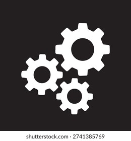 Gear Settings Icon with Long Shadow, Cogwheel Process Symbol, Technology Configuration Vector