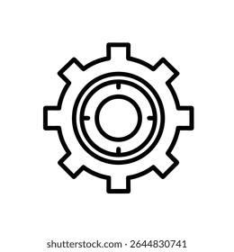 Gear Settings Icon – Outline Vector with Circular Frame

