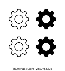 Gear settings icon set. Cogwheel symbol for system preferences and configuration