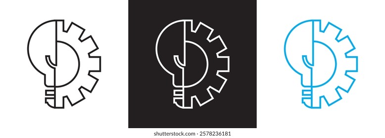 Gear settings  icon set. Containing optimization, sync, process, maintenance, configuration, etc. isolated on white and black background. vector illustration. EPS10
