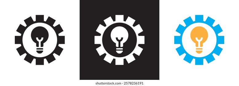 Gear settings  icon set. Containing optimization, sync, process, maintenance, configuration, etc. isolated on white and black background. vector illustration. EPS10
