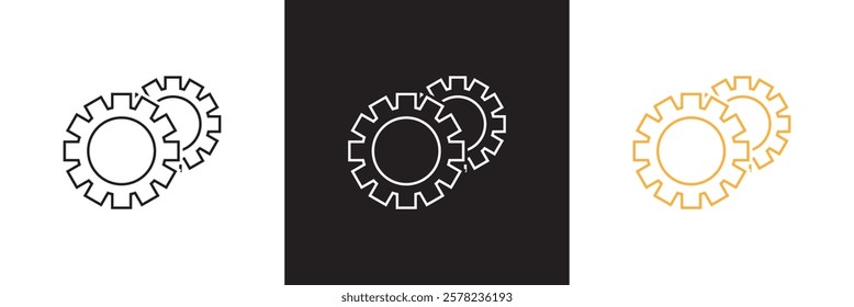 Gear settings  icon set. Containing optimization, sync, process, maintenance, configuration, etc. isolated on white and black background. vector illustration. EPS10
