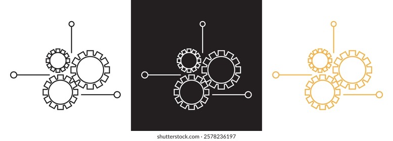 Gear settings  icon set. Containing optimization, sync, process, maintenance, configuration, etc. isolated on white and black background. vector illustration. EPS10
