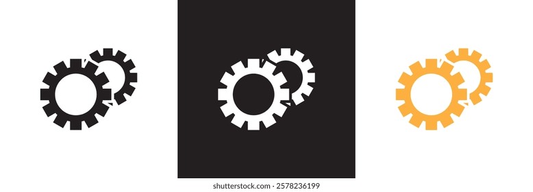 Gear settings  icon set. Containing optimization, sync, process, maintenance, configuration, etc. isolated on white and black background. vector illustration. EPS10
