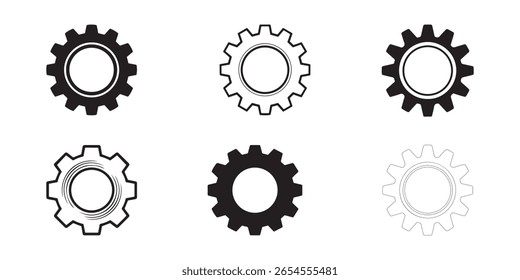 gear settings icon set silhouette vector illustration for use in Design.