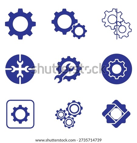 Gear and Settings Icon Set Vector – Cogwheel and Configuration Symbols