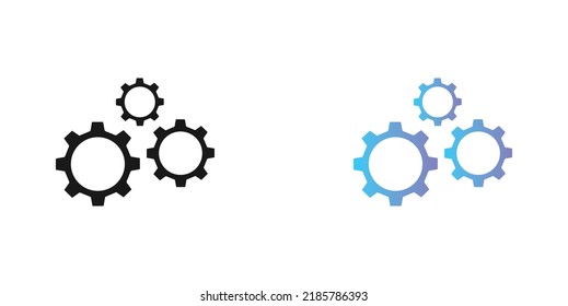 Gear and settings icon vector on white background. Engineering construction concept symbol vector illustration.