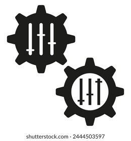 Gear settings icons. Configuration control symbols. Vector illustration. EPS 10.